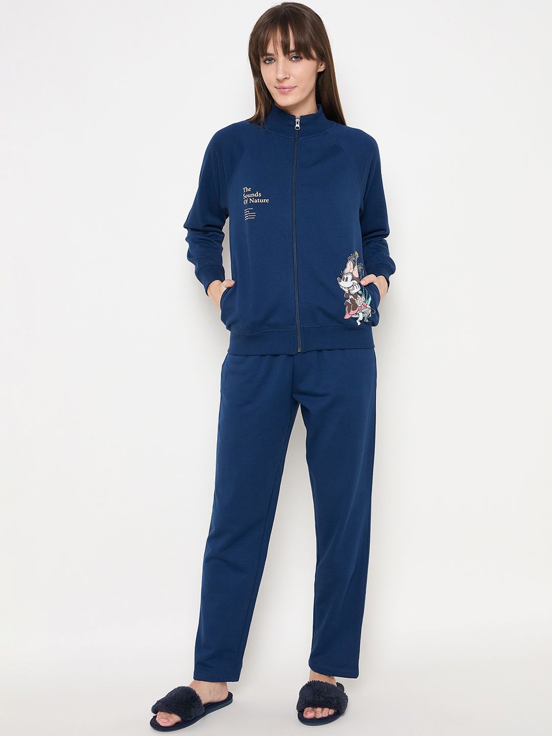 

MADAME M SECRET Women Printed Long Sleeves Night suit, Blue