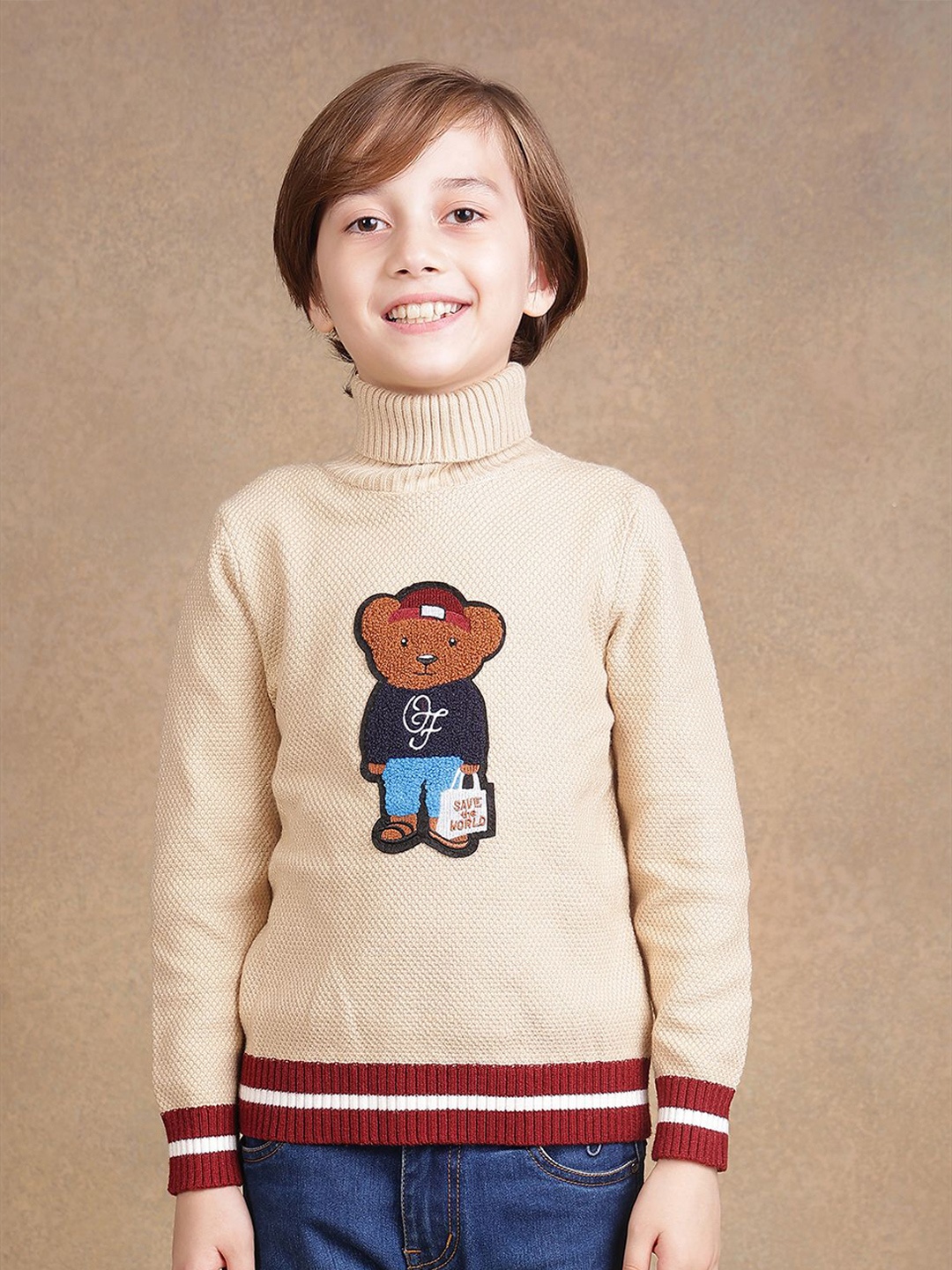

One Friday Boys Self Design Pullover, Off white