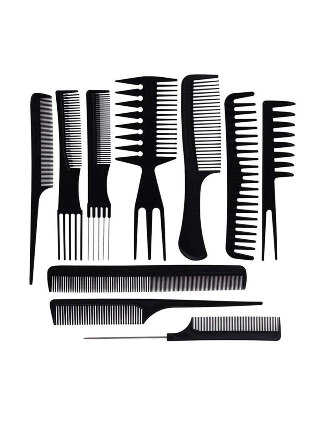 

NANCY AJRAM Set Of 10 Multipurpose Hair Comb Set For for Hair Styling & Cutting, Black