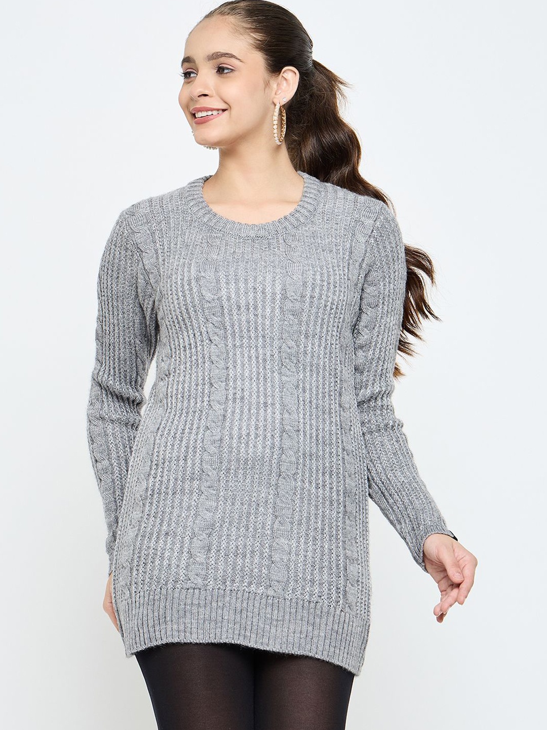 

CREATIVE LINE Women Woollen Self Design Bodycon Dress, Grey