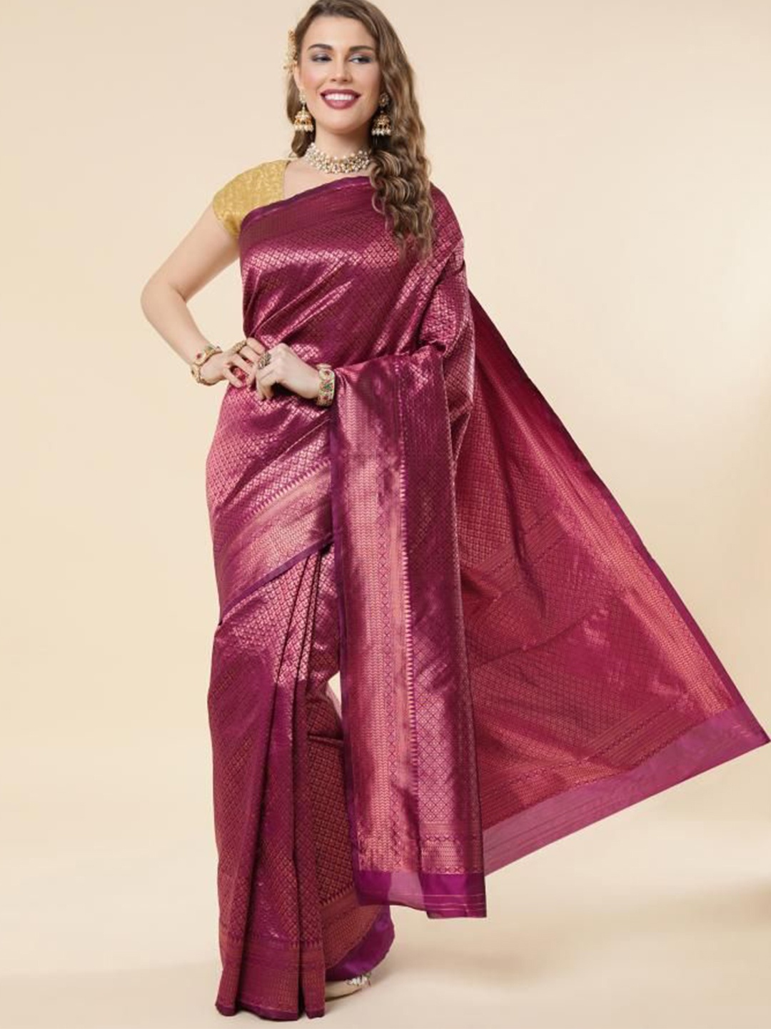 

Visit Wear Woven Design Zari Pure Silk Banarasi Saree, Purple