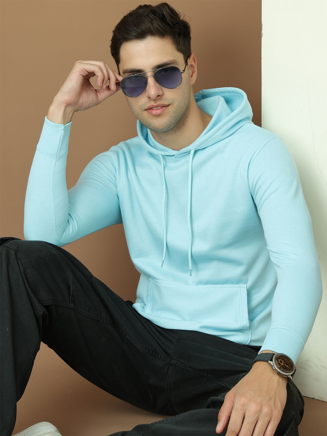 

VIMAL JONNEY Men Hooded Long Sleeves Pullover Sweatshirt, Blue