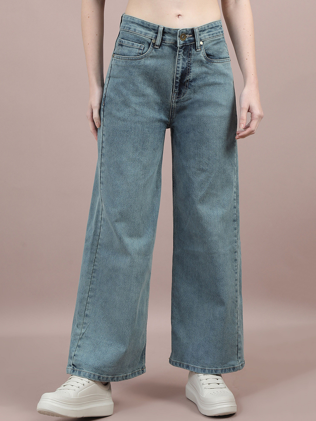 

The Roadster Lifestyle Co Women Wide Leg Jeans, Blue