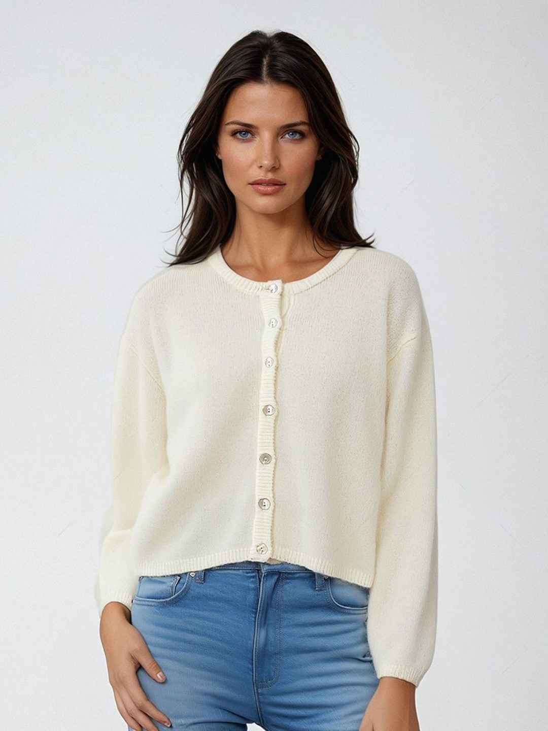 

Kotty Women Cotton Solid Sweaters, White