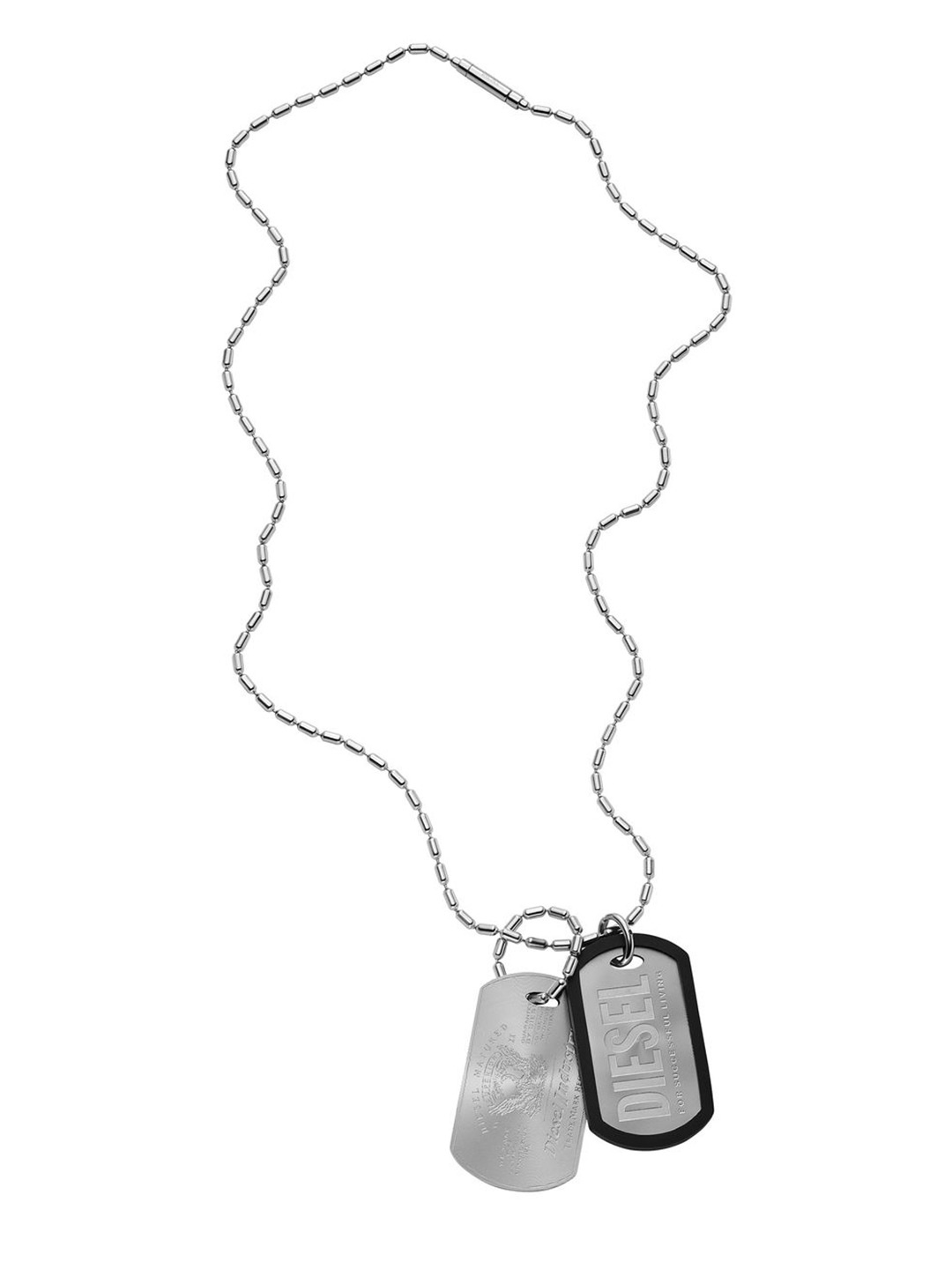 

DIESEL Men Stainless Steel Textured Pendant With Chain, Silver