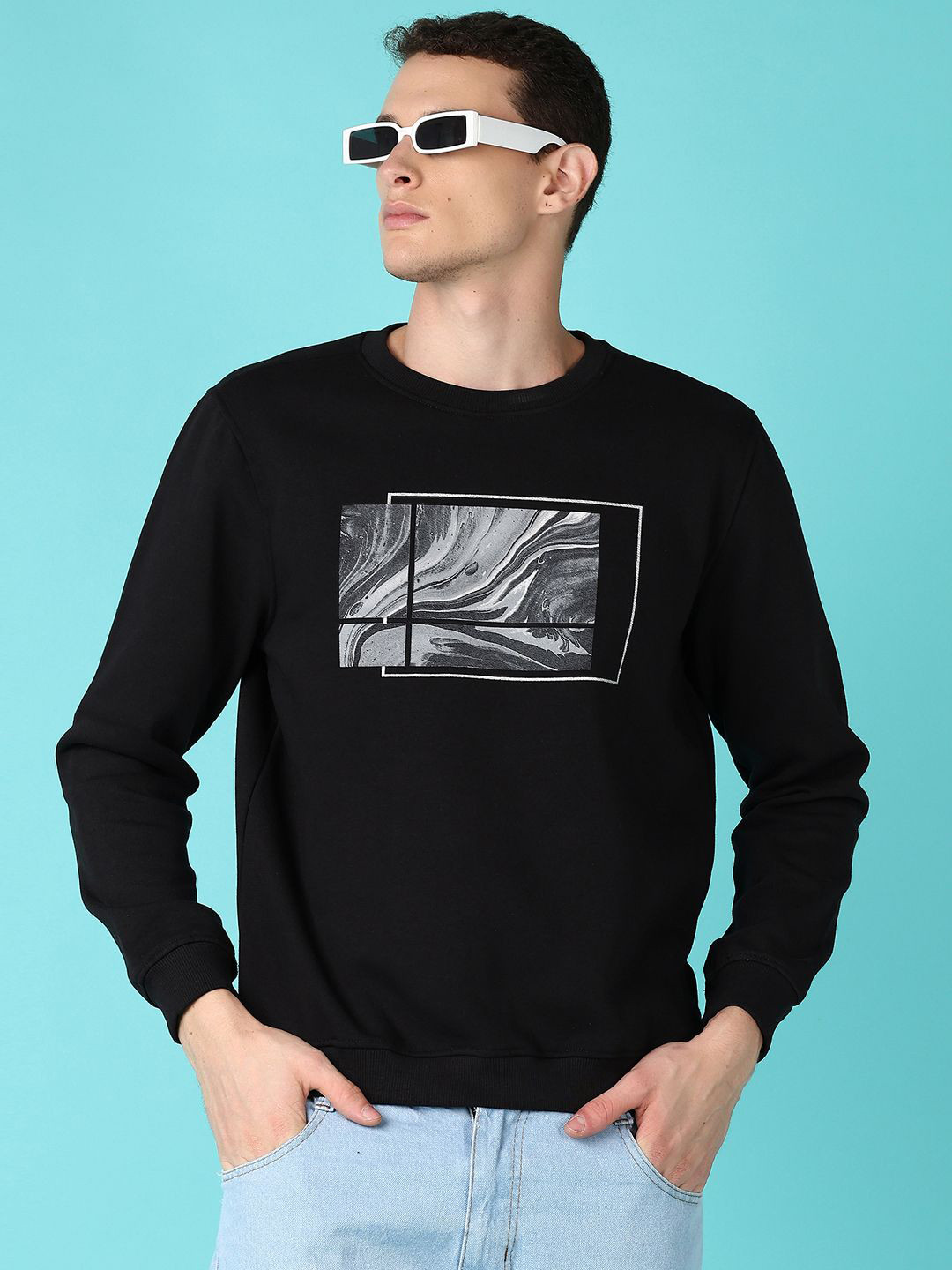 

V-Mart Men Graphic Printed Pullover Sweatshirt, Black