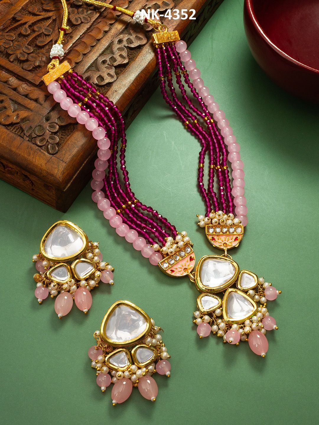 

SHARLEEZ Gold-Plated Layered Jewellery Set, Pink