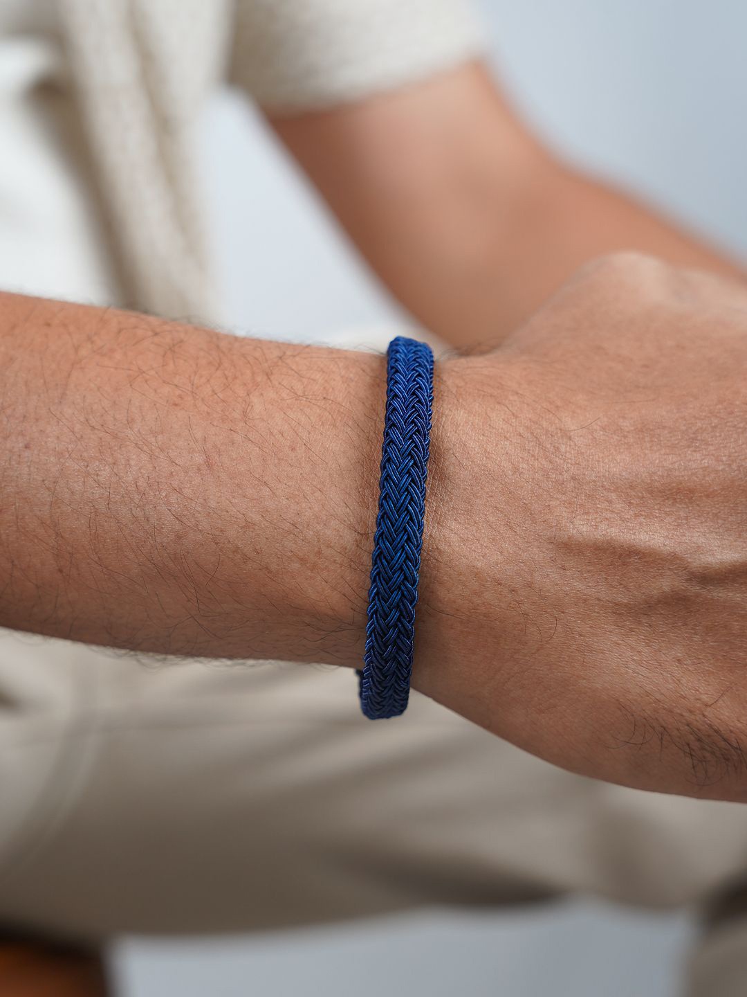 

SWASHAA NomanMen Rhodium-Plated Stainless Steel Wraparound Bracelet, Blue