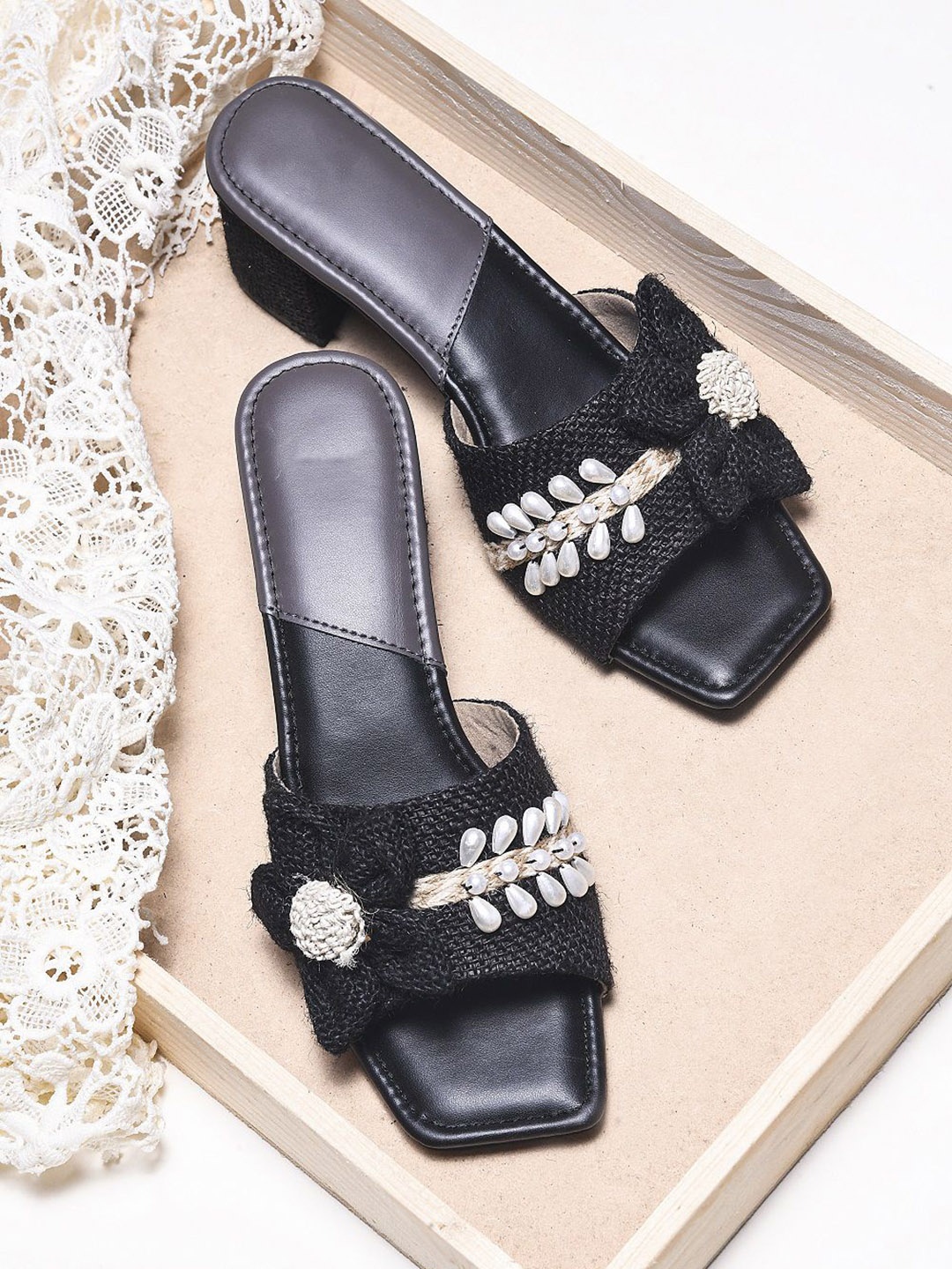 

Try Me Women Embellished Block Heel Sandals, Black