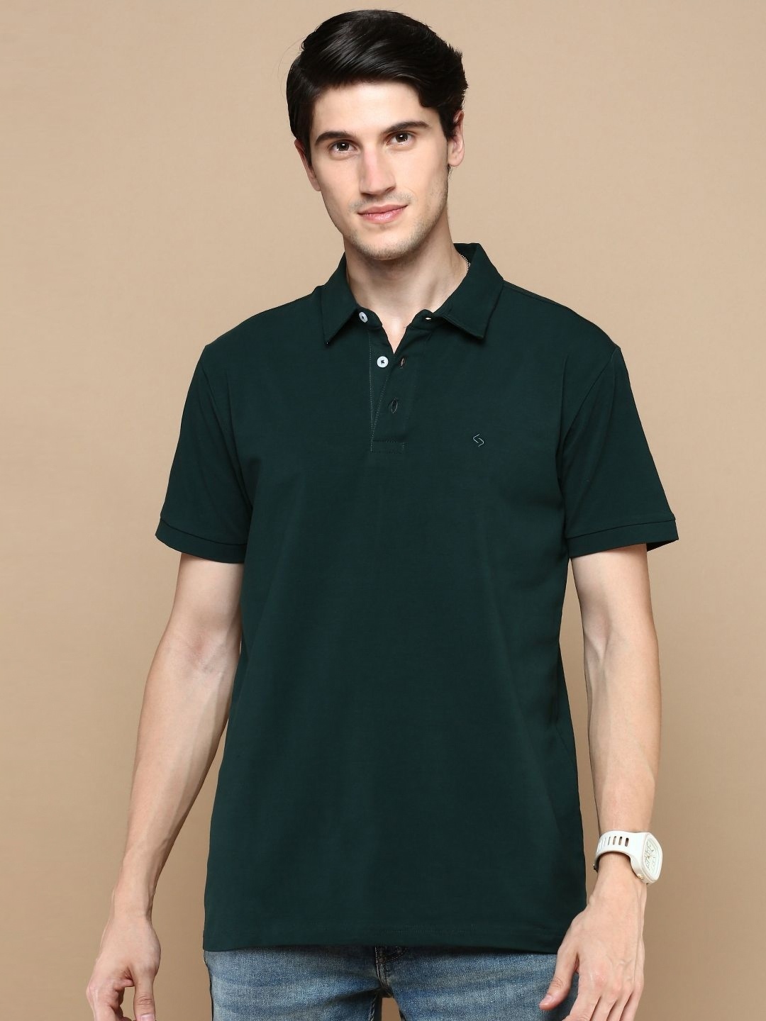 

Classic Polo Men Polo Collar Slim Fit T-shirt, Green