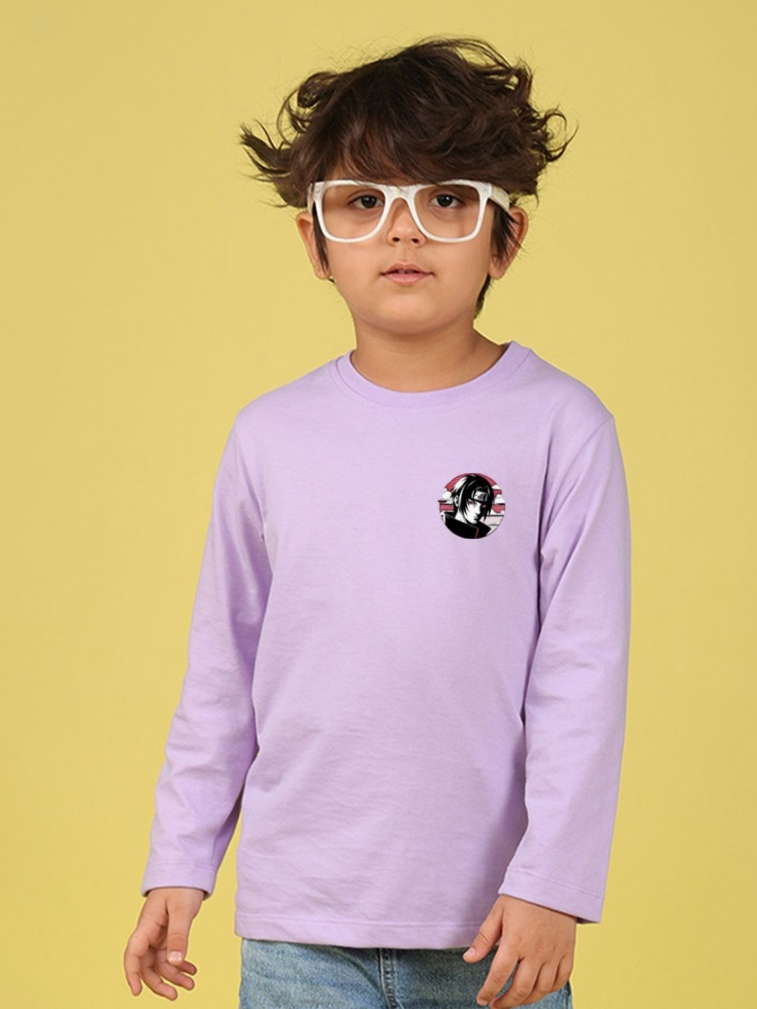 

NUSYL Boys Graphic Printed Round Neck Cotton T-shirt, Lavender