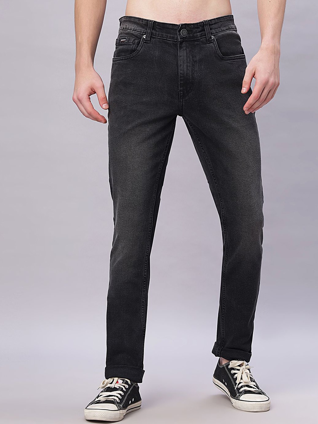 

MEGHZ Men Micheal Light FadenSlim Fit Stretchable Jeans, Black