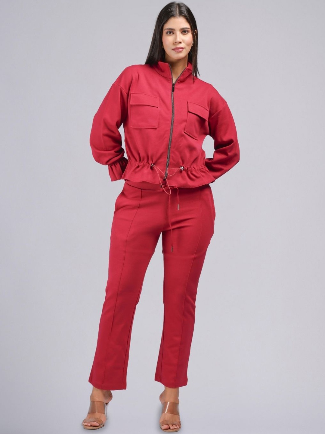 

PUREMIST High neck Long Sleeves Jacket With Trouser, Fuchsia