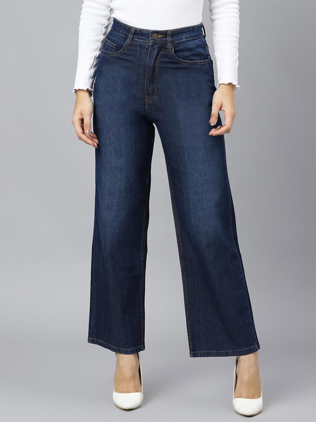 

The Roadster Lifestyle Co Women Cotton High-Rise Cropped Stretchable Jeans, Blue
