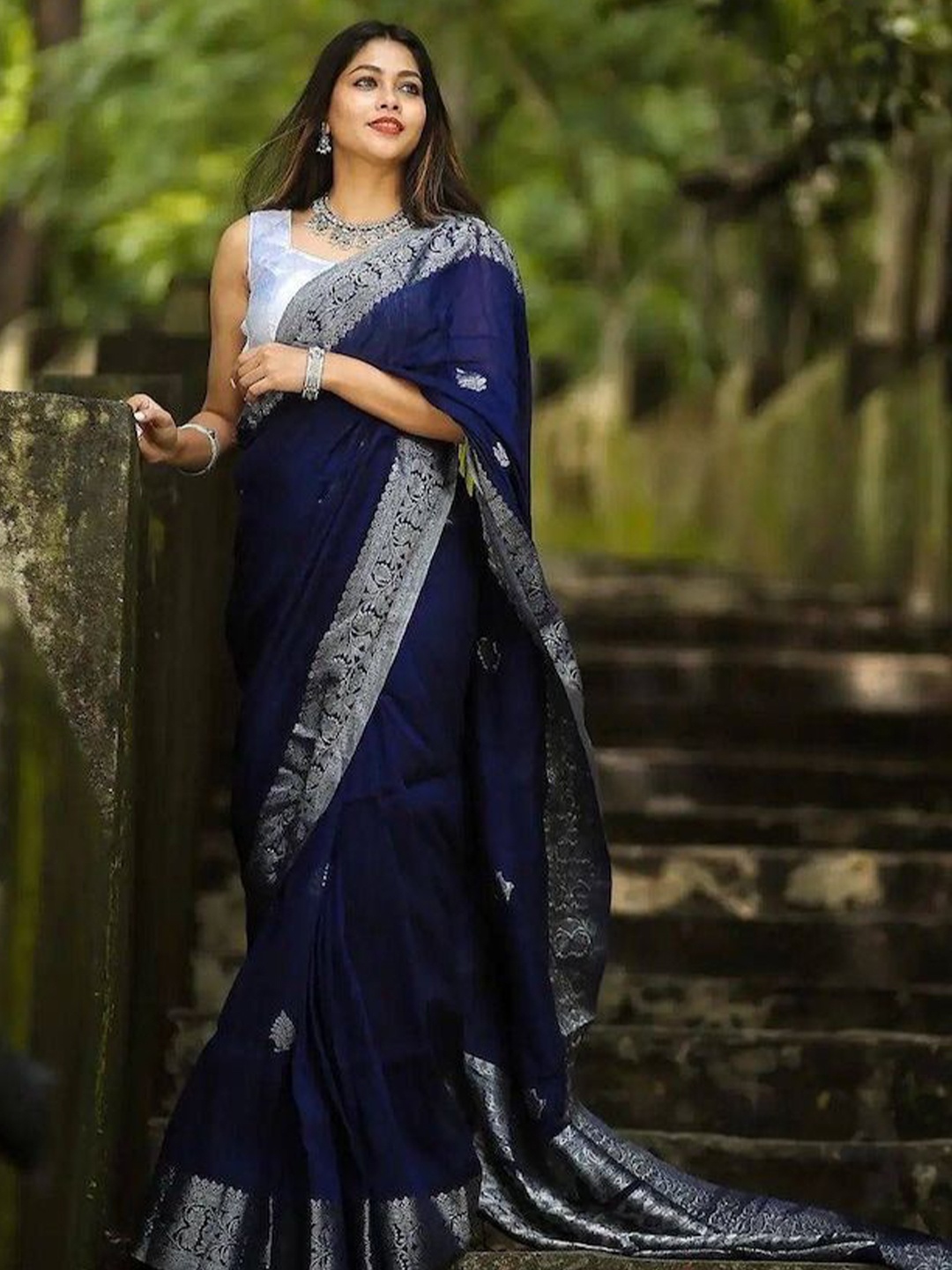 

Visit Wear Woven Design Zari Pure Silk Banarasi Saree, Blue