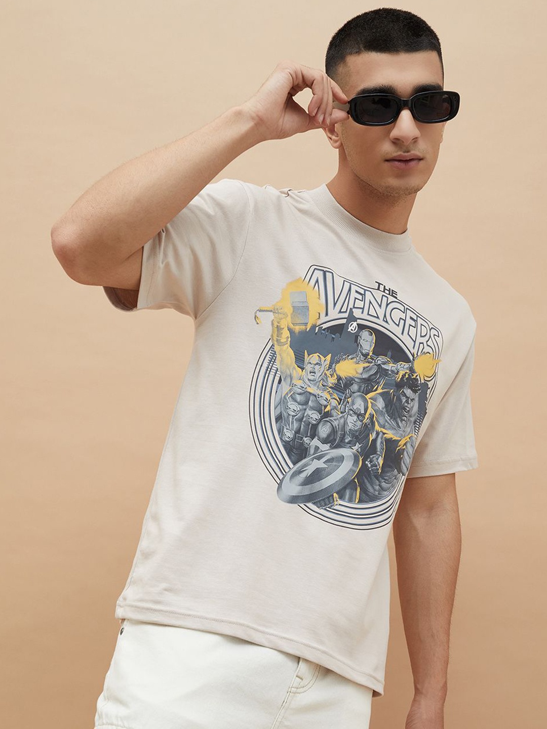 

Fame Forever by Lifestyle Men Avengers T Shirt, Beige