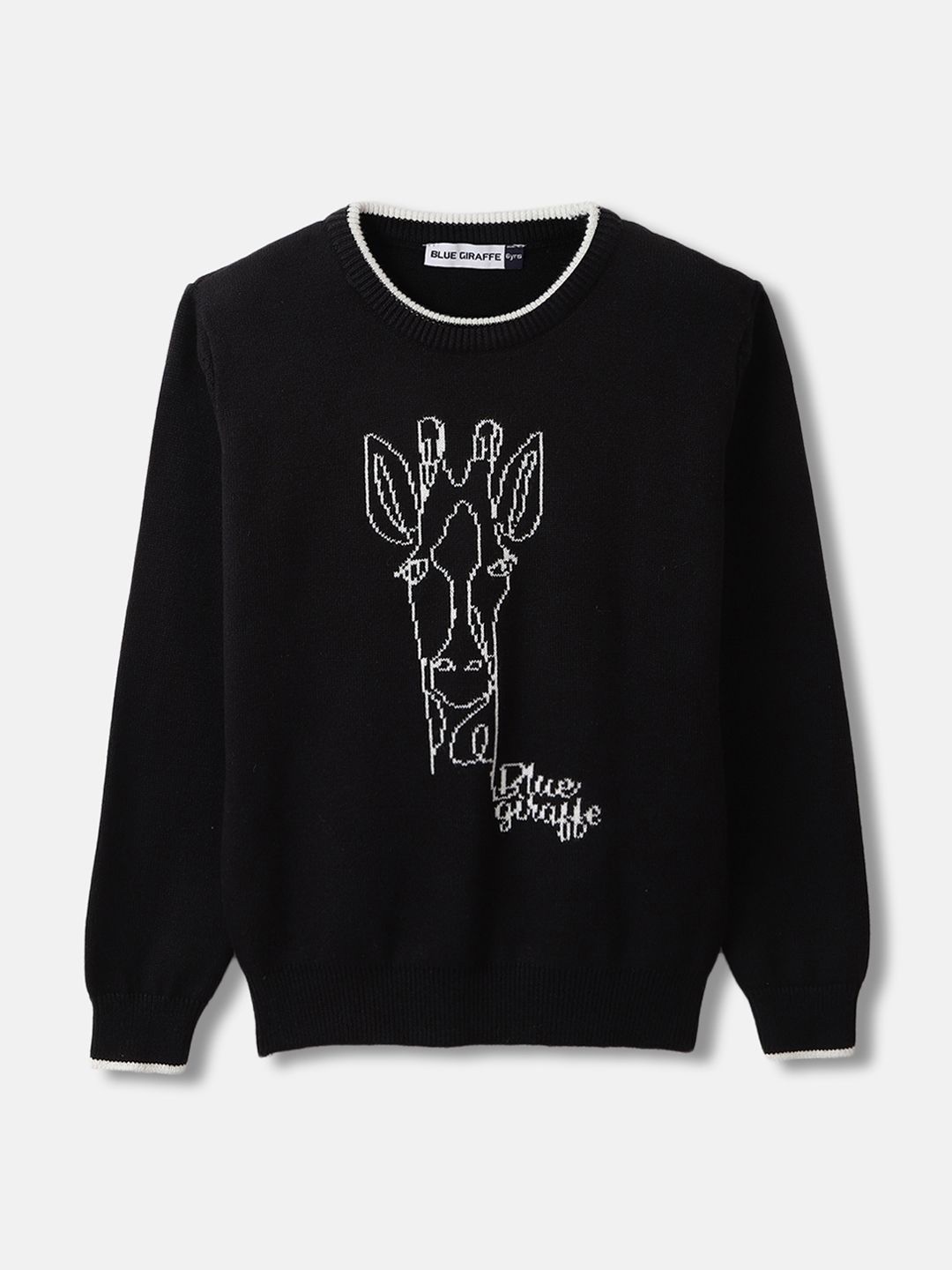 

Blue Giraffe Boys Cotton Round Neck Full Sleeves Pullover, Black