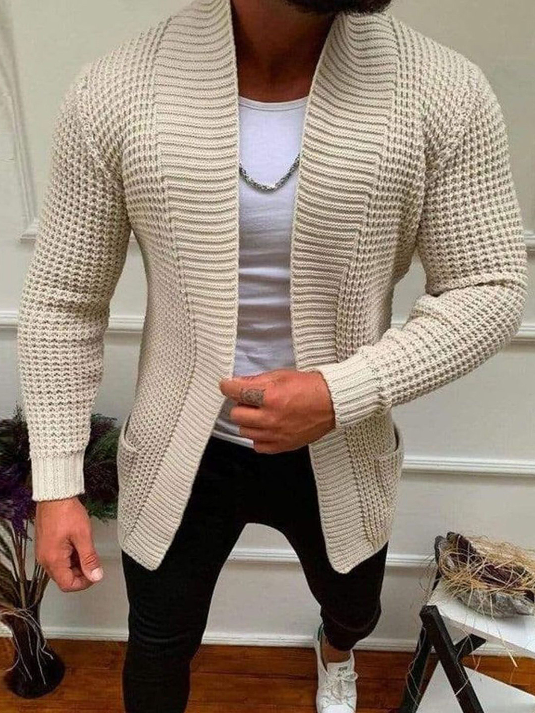 

StyleCast Men Pullover Sweater, Beige