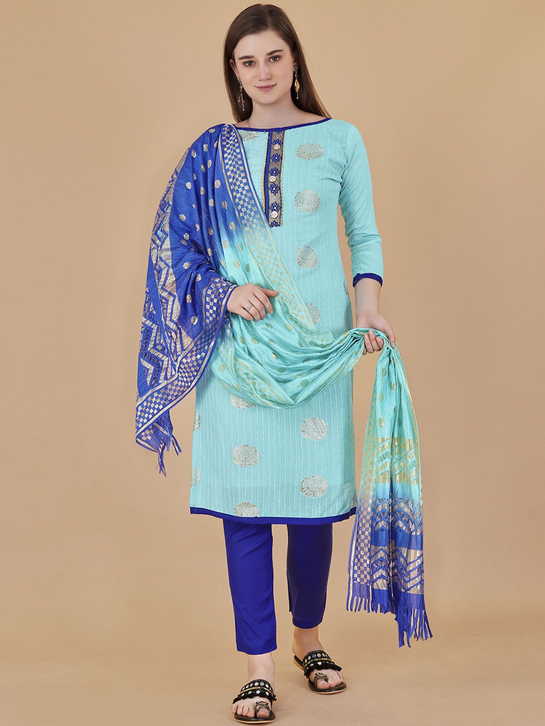 

Maroosh Embellished Unstitched Dress Material, Sea green