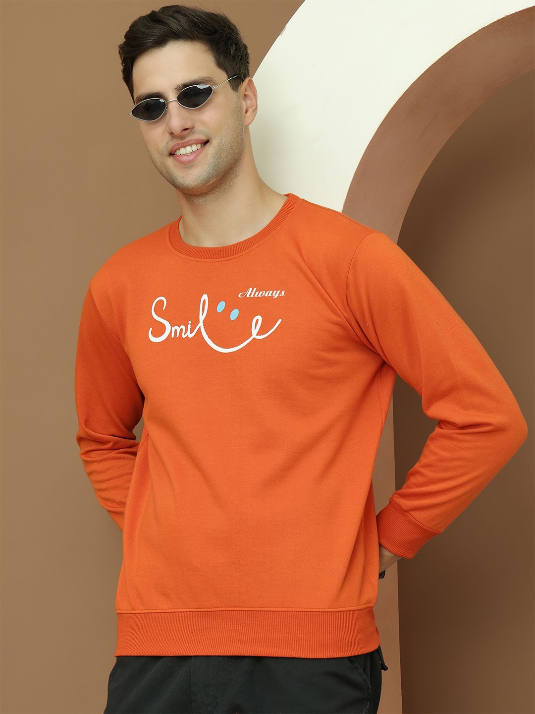 

MACK JONNEY Men Printed Pullover Sweatshirt, Orange