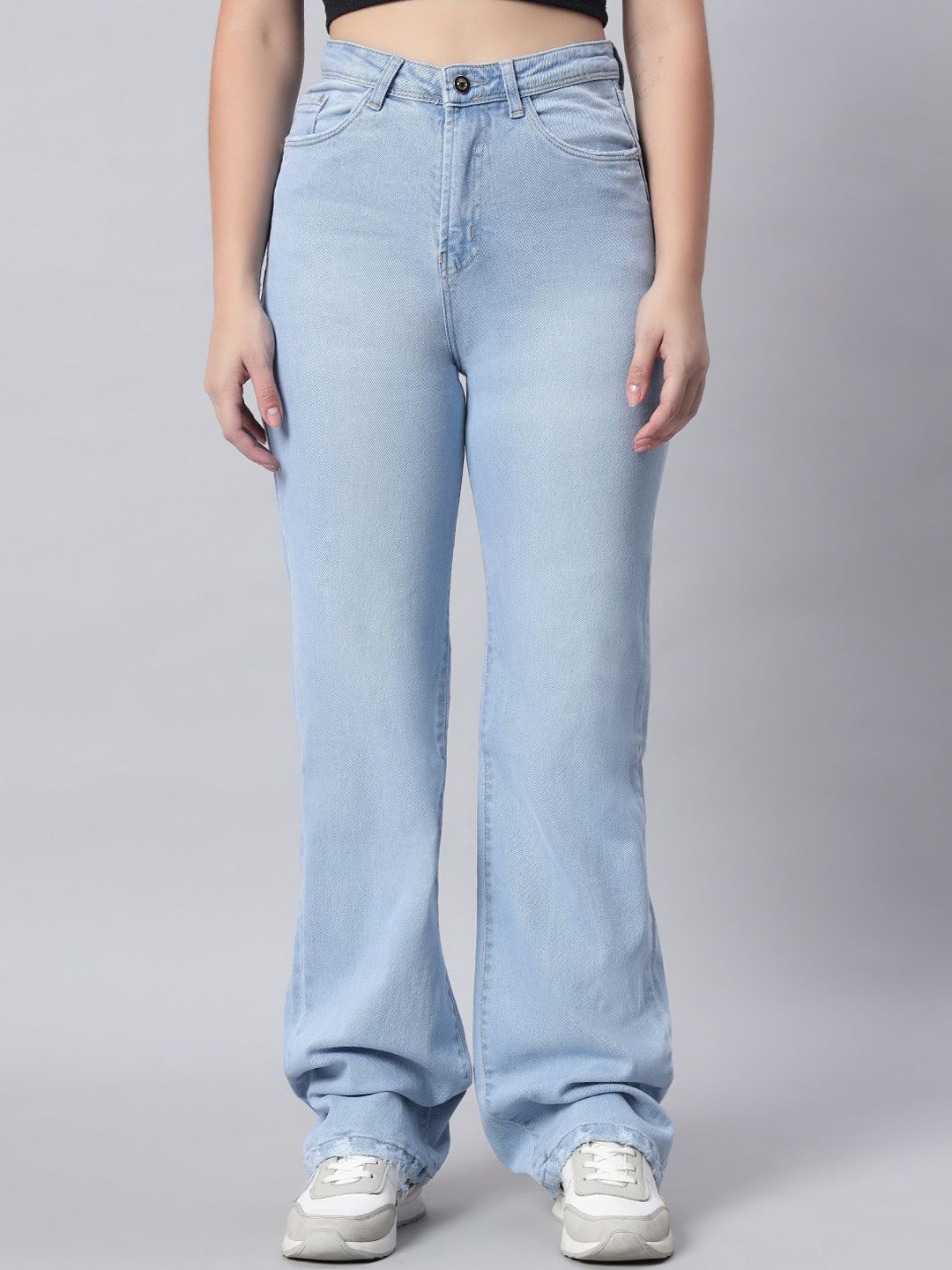 

AECK Women Cotton Original Relaxed Fit Slash Knee Jeans, Blue
