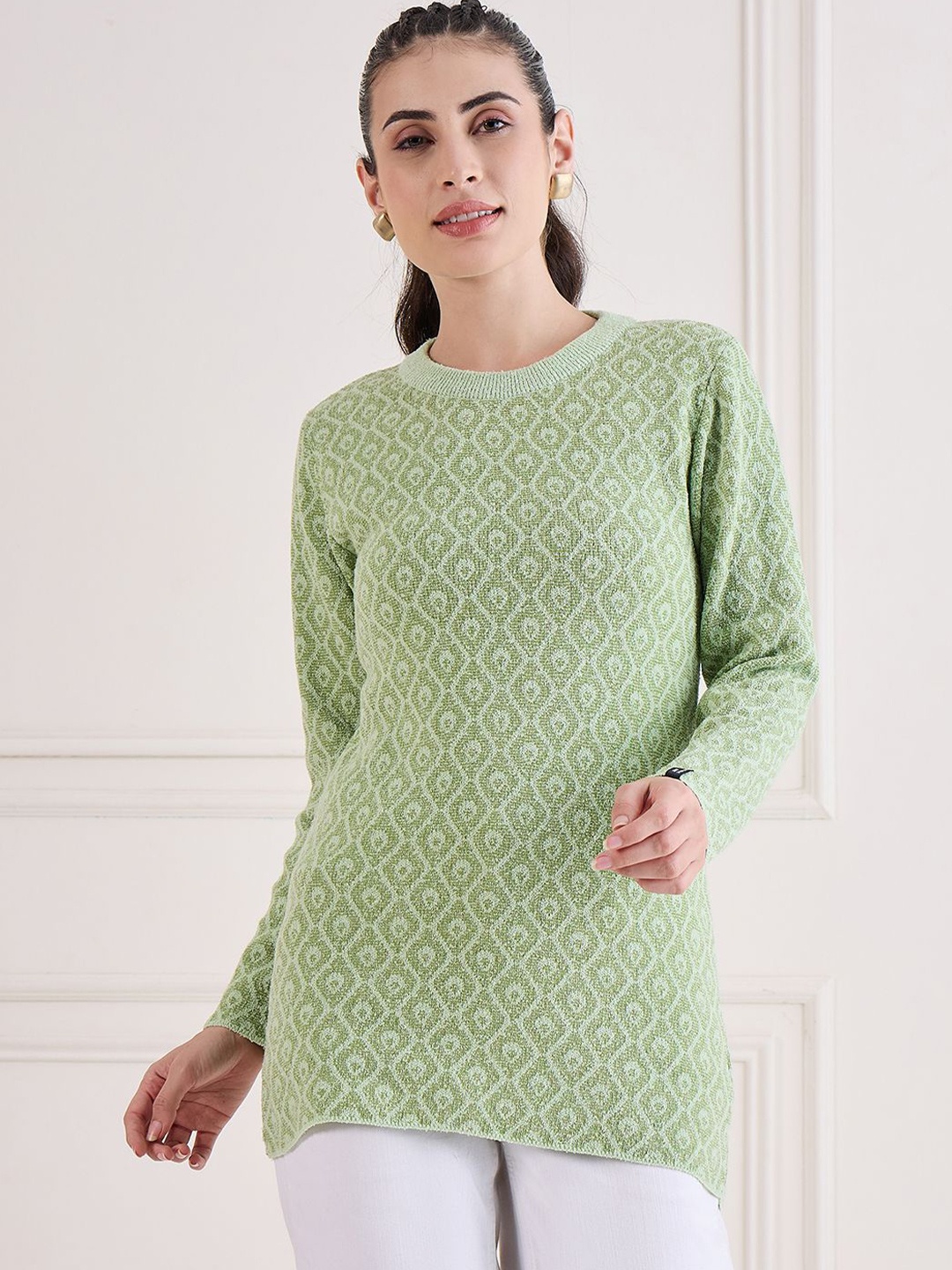 

CREATIVE LINE Women Self Design A-Line Dress, Green