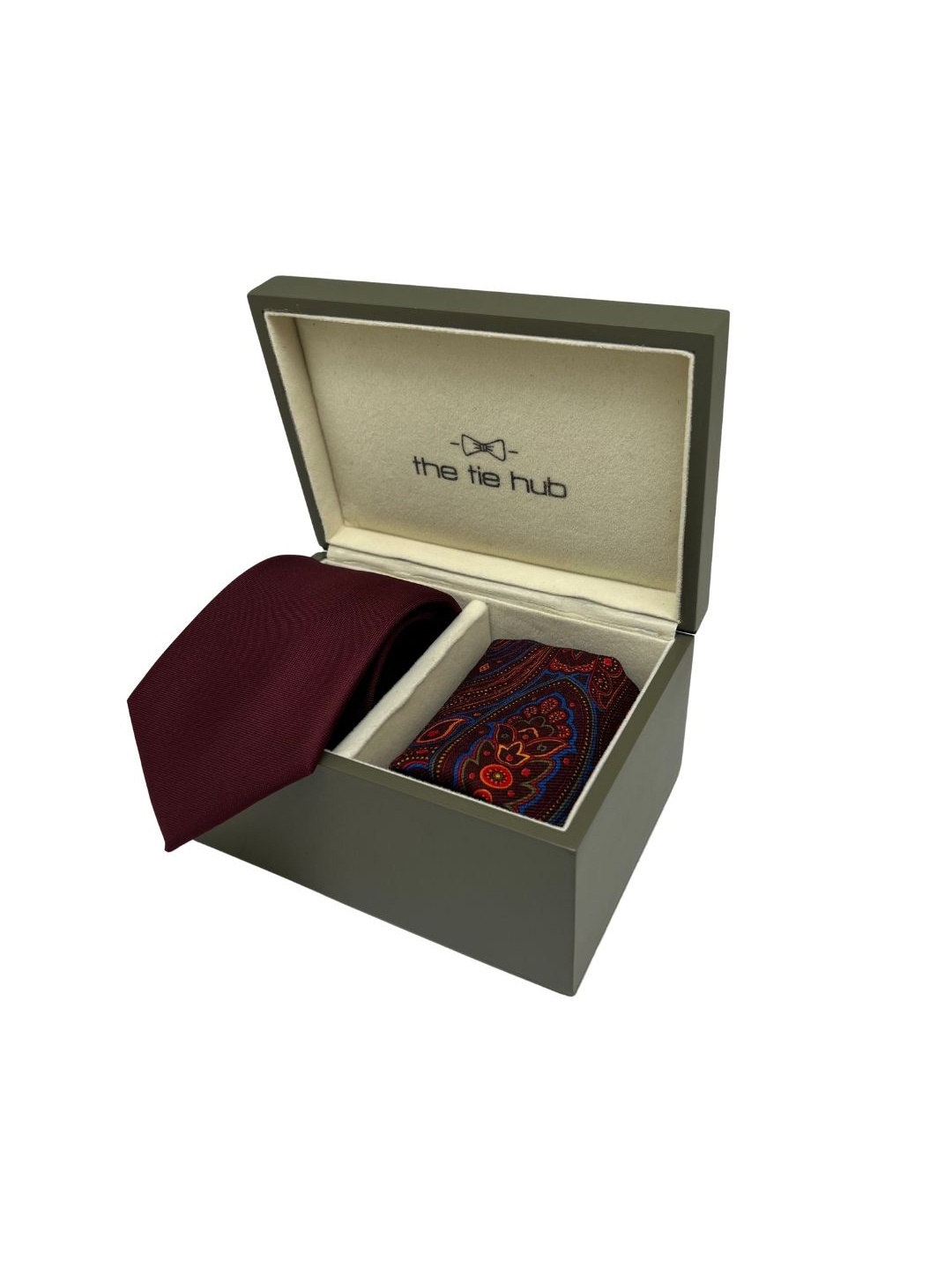 

The Tie Hub Men Accessory Gift Set Of Tie & Pocket Square, Burgundy