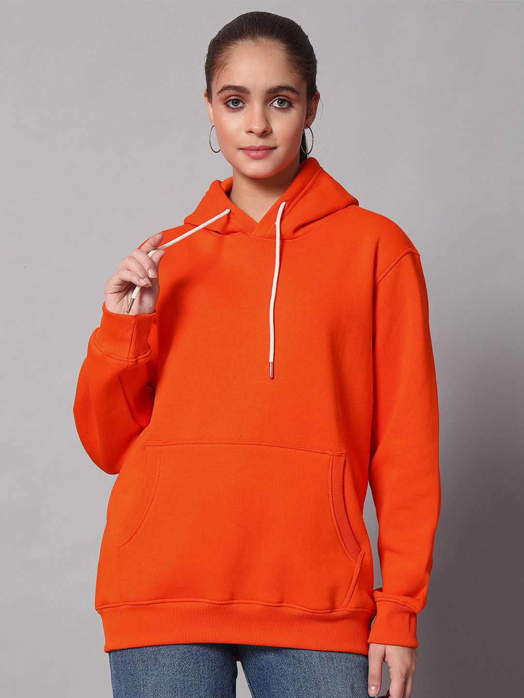 

Obaan Women Hooded Sweatshirt, Orange