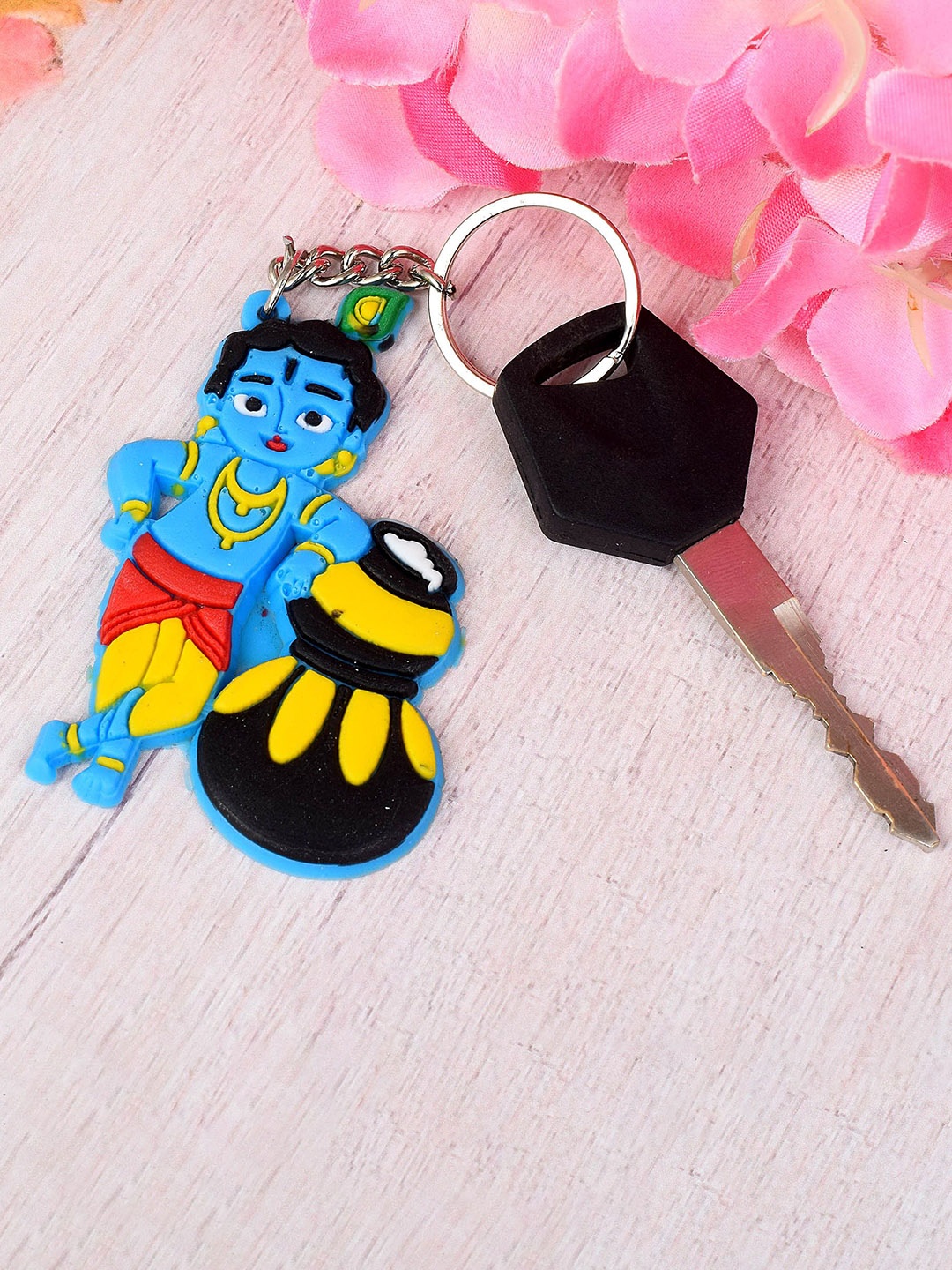 

MEMOIR Unisex Textured Bal krishna Spiritual Key Chain, Blue