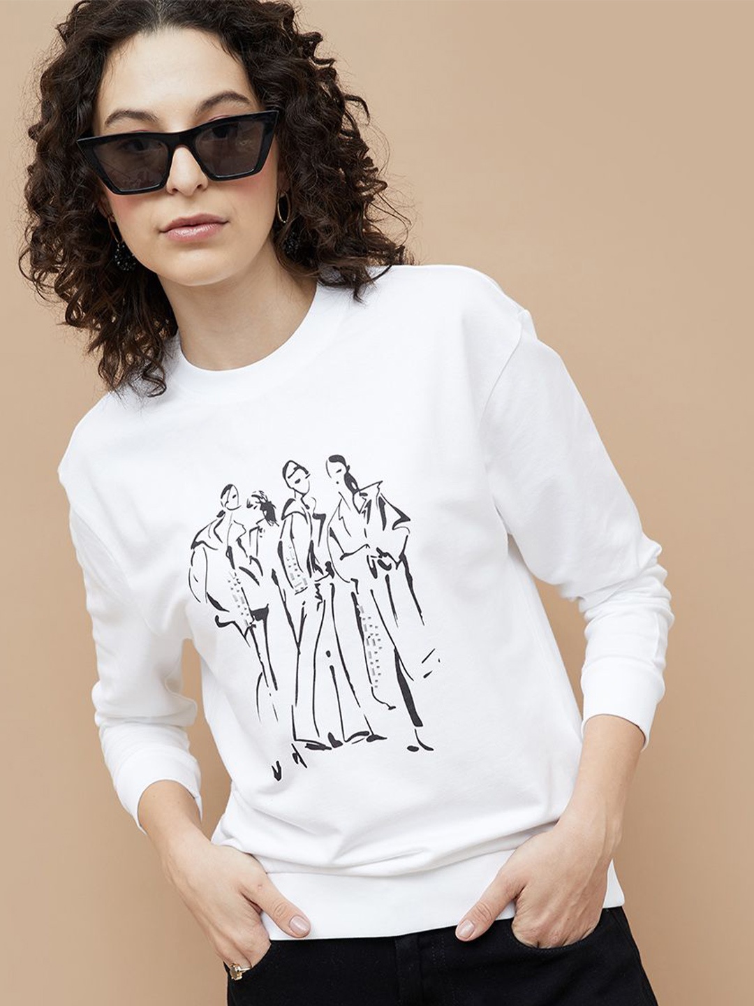 

Fame Forever by Lifestyle Women Printed Cotton Sweatshirt, White