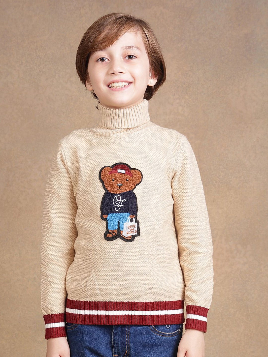 

One Friday Boys Self Design Pullover, Off white