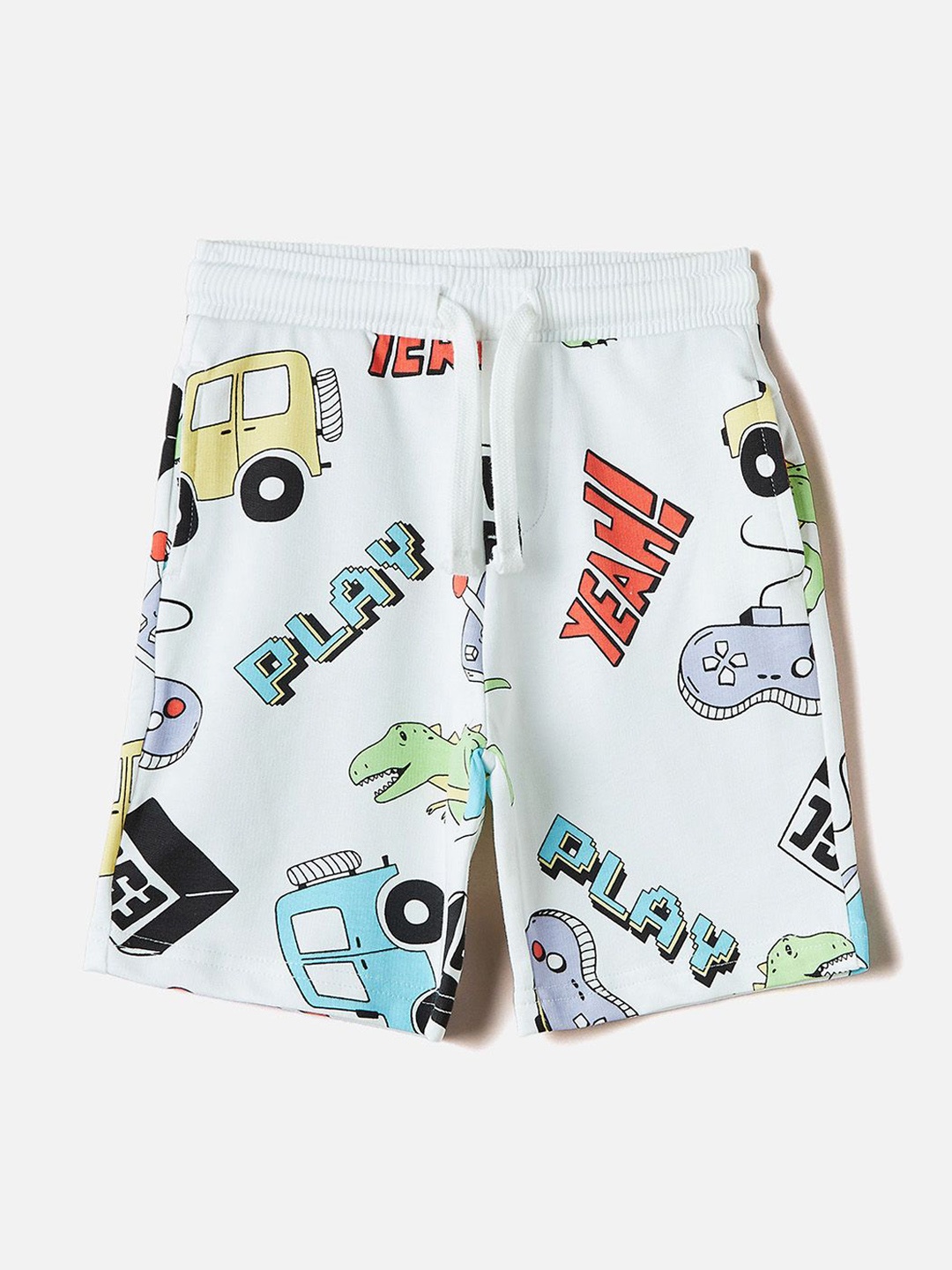 

Juniors by Babyshop Boys Graphic Printed Mid-Rise Shorts, White