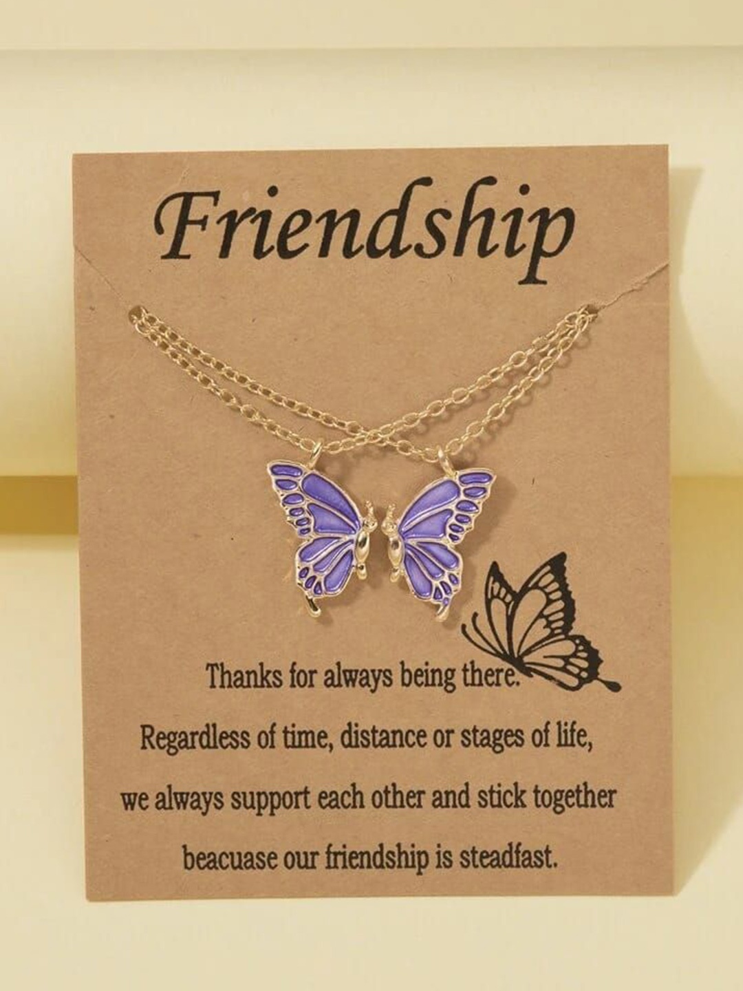 

YU FASHIONS Gold-Plated Cute Minimal Butterfly Pendant With Chain