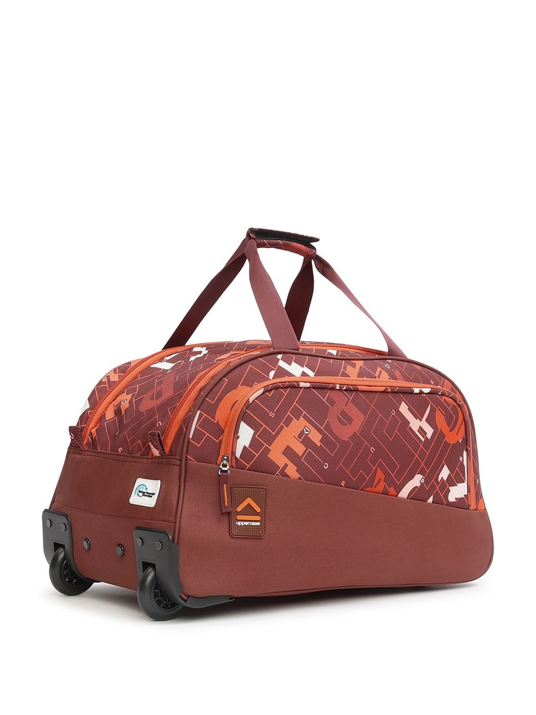 

uppercase Grid Printed Small Casual Duffel Bag, Maroon