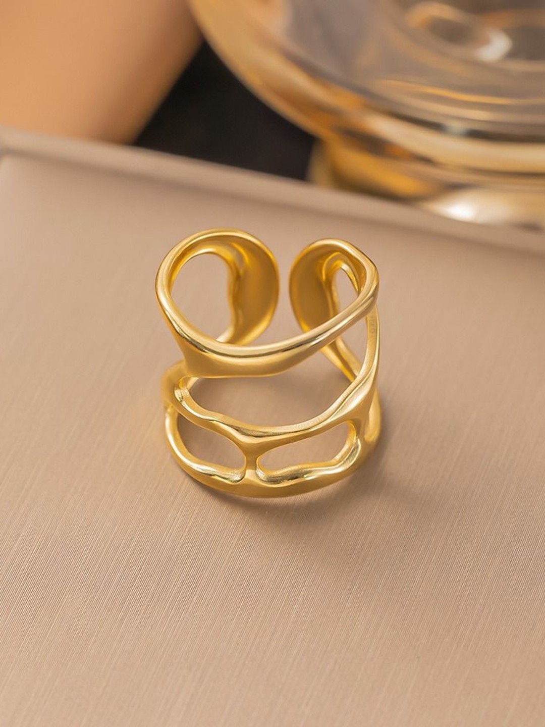 

MYKI Gold-Plated Stainless Steel Dainty Adjustable Finger Ring