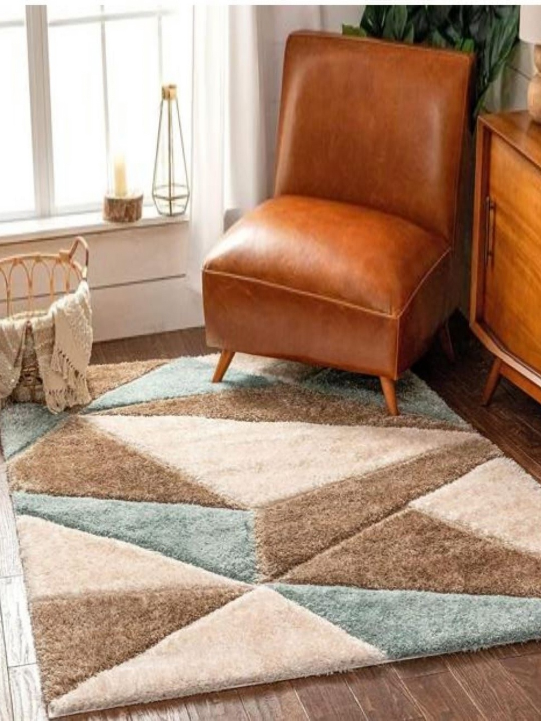 

Samjeeda Handloom carpets Red Geometric Anti-Skid Woollen Carpet