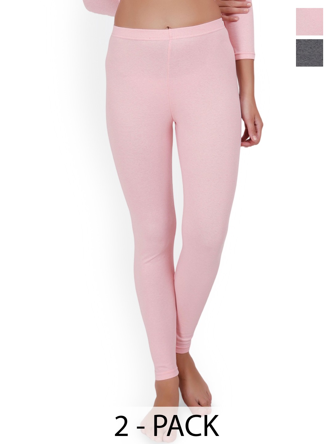 

SELFCARE Women Pack Of 2 Moisture-Wicking Cotton Thermal Bottoms, Charcoal