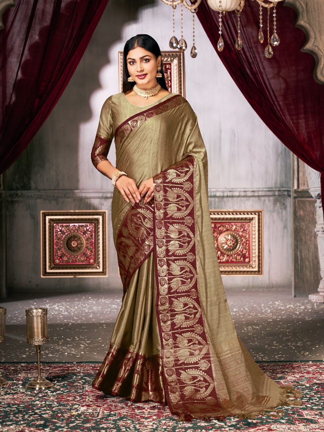 

Visit Wear Woven Design Zari Pure Silk Banarasi Saree, Brown