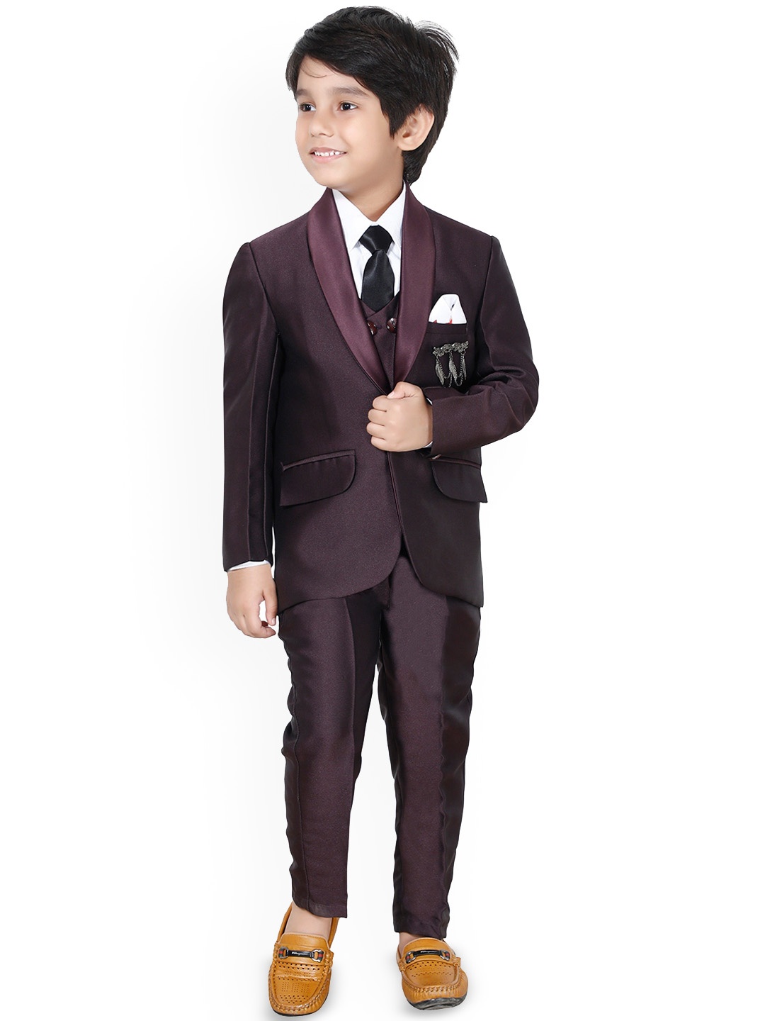 

BAESD Boys Single-Breasted Three-Piece Suit, Maroon