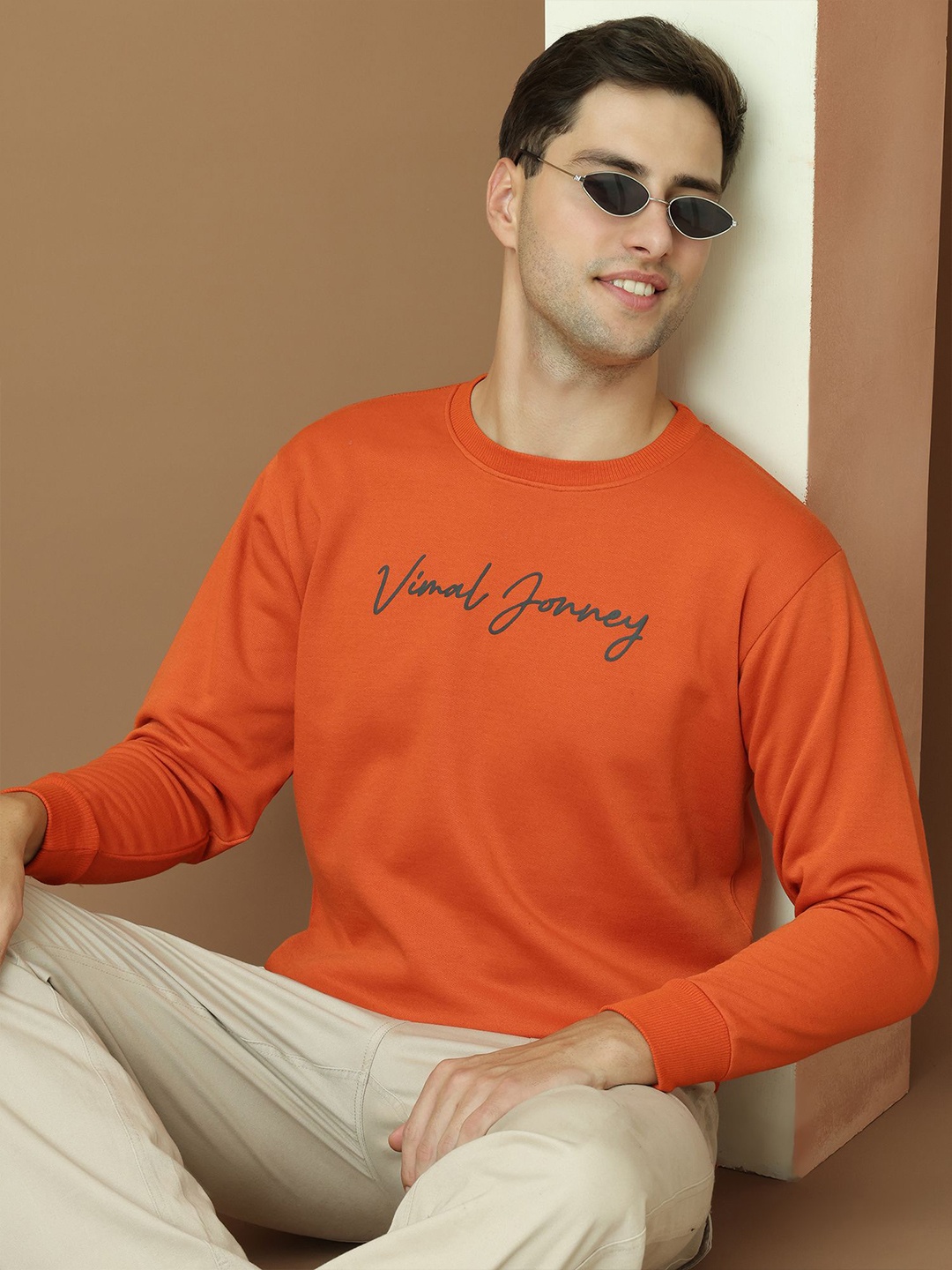 

VIMAL JONNEY Men Printed Sweatshirt, Orange