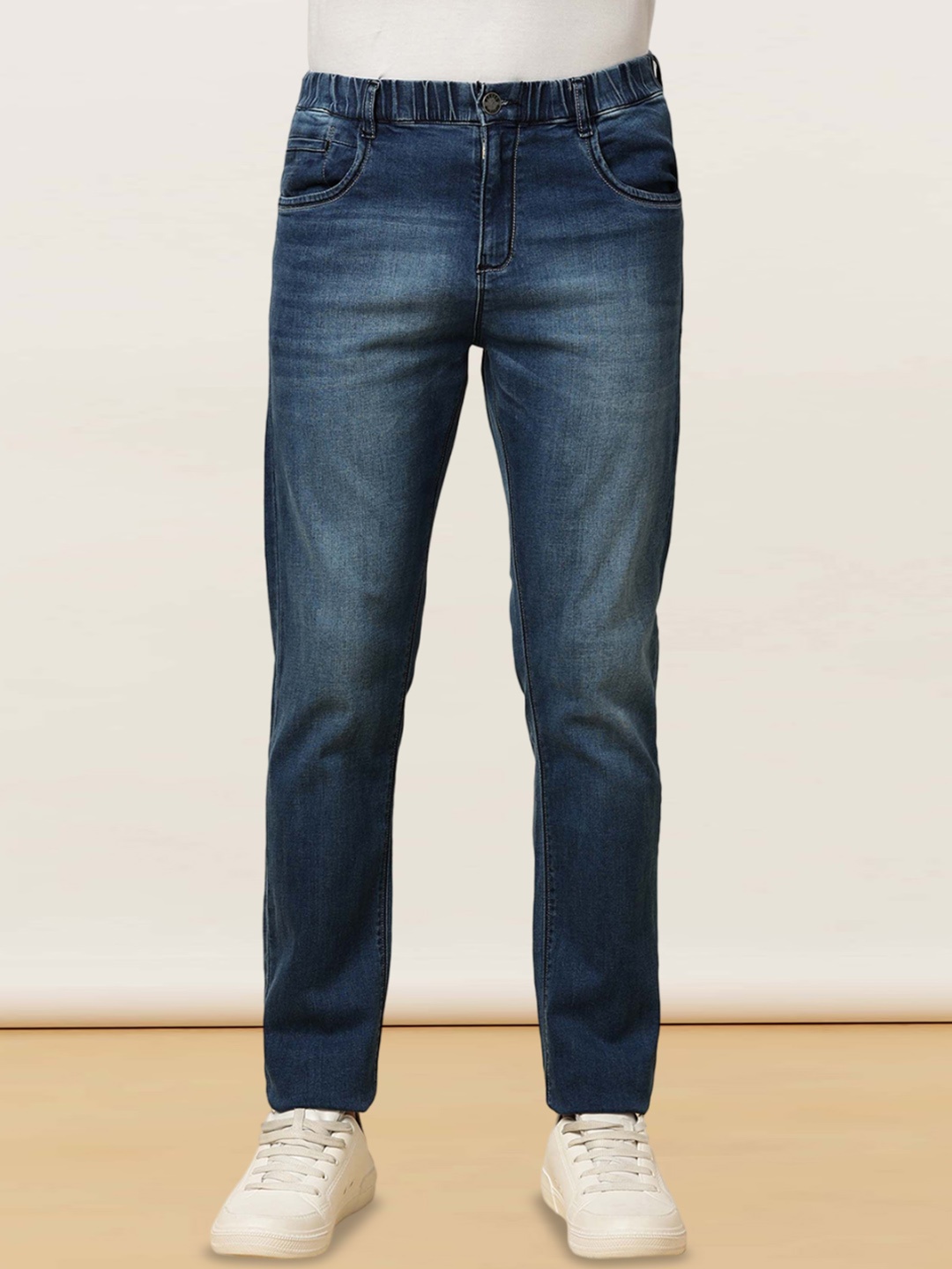 

beevee Men Classic Mid-Rise Regular Trousers, Blue