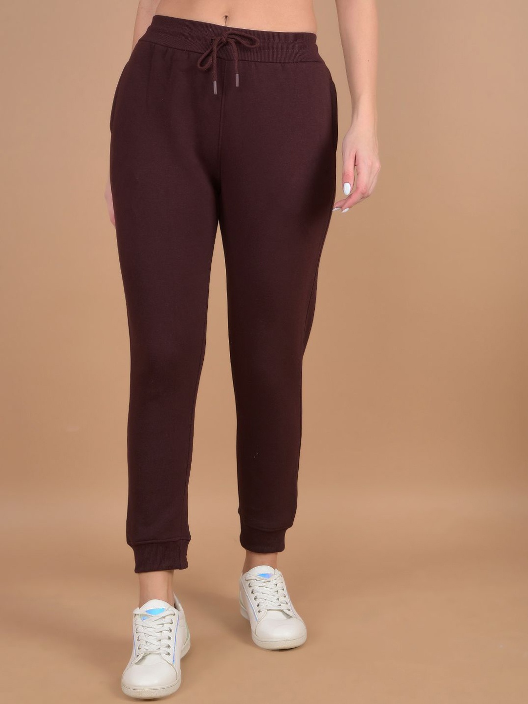 

Crimsoune Club Women Cotton Solid Mid Rise Regular Fit Joggers, Brown