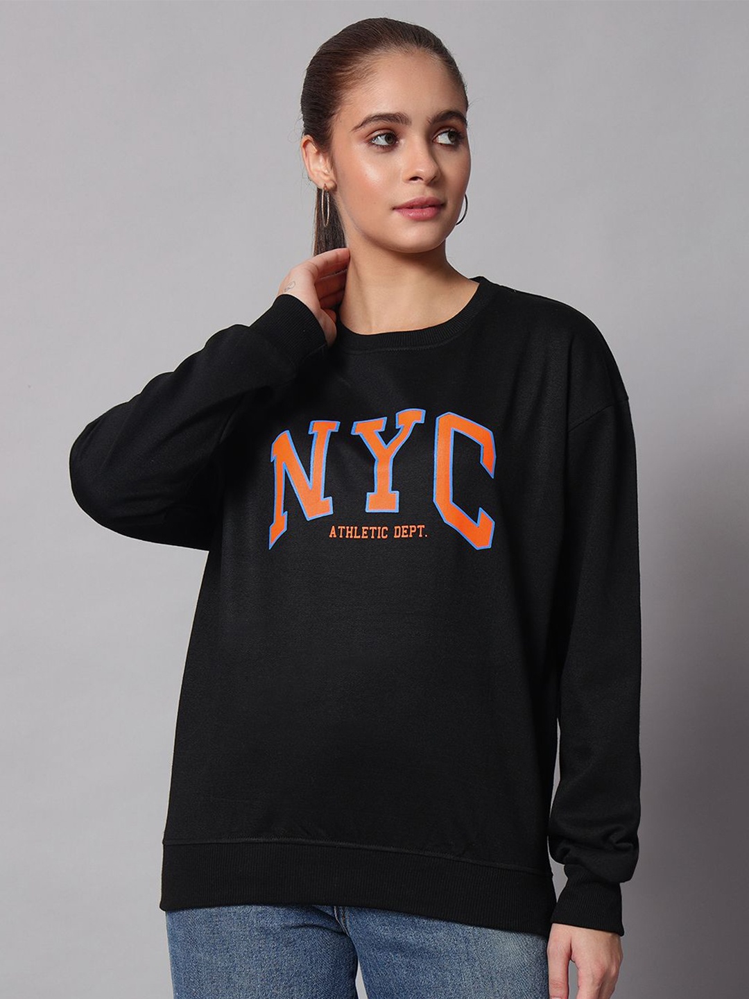 

Obaan Women Printed Sweatshirt, Black