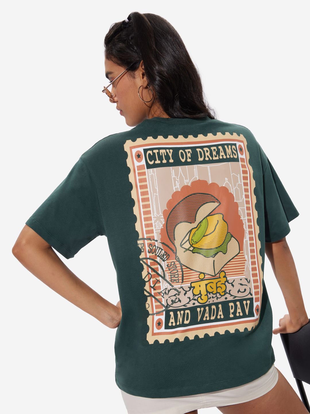 

The Souled Store Women Graphic Printed Round Neck Cotton Oversized T-shirt, Teal