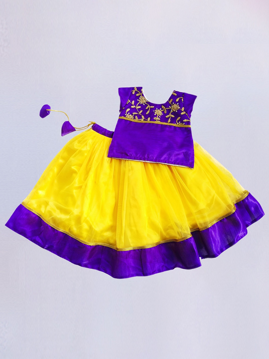 

STANWELLS KIDS Girls Embroidered Thread Work Ready to Wear Lehenga & Choli, Violet