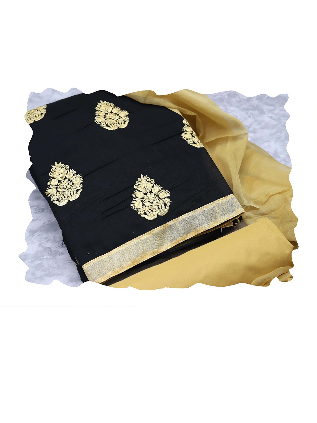 

Maroosh Embroidered Unstitched Dress Material, Black