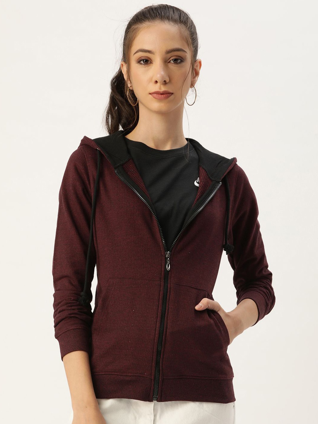 

ARISE Women Hooded Long Sleeves Sweatshirt, Maroon
