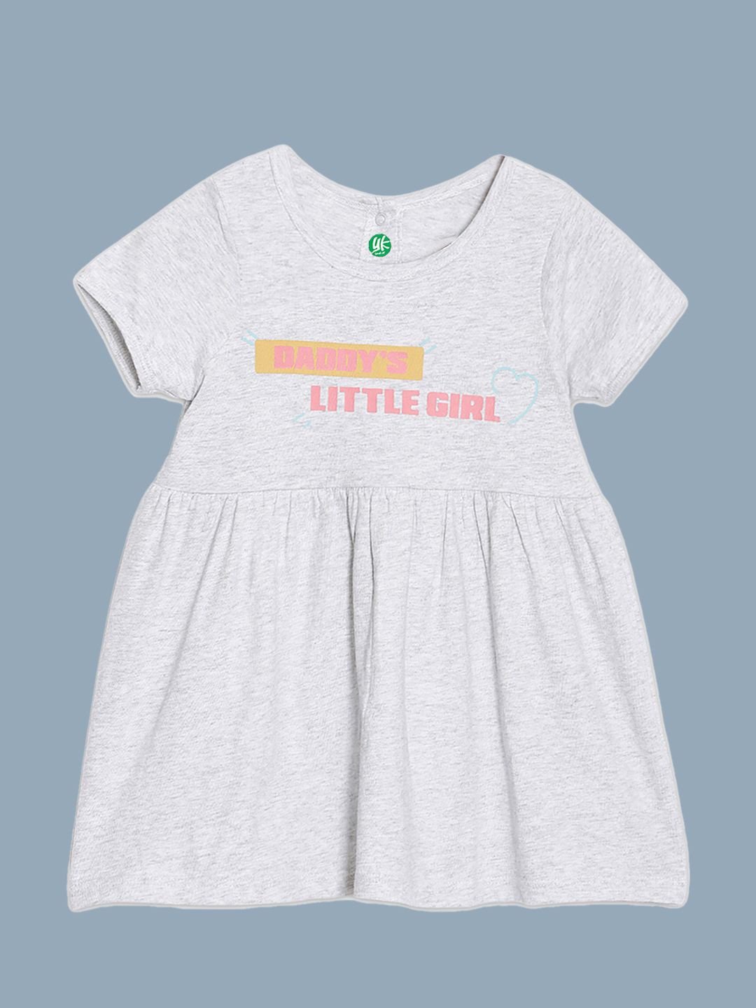 

YK Organic Girls Fit & Flare Round Neck Short Sleeves Dress, Grey