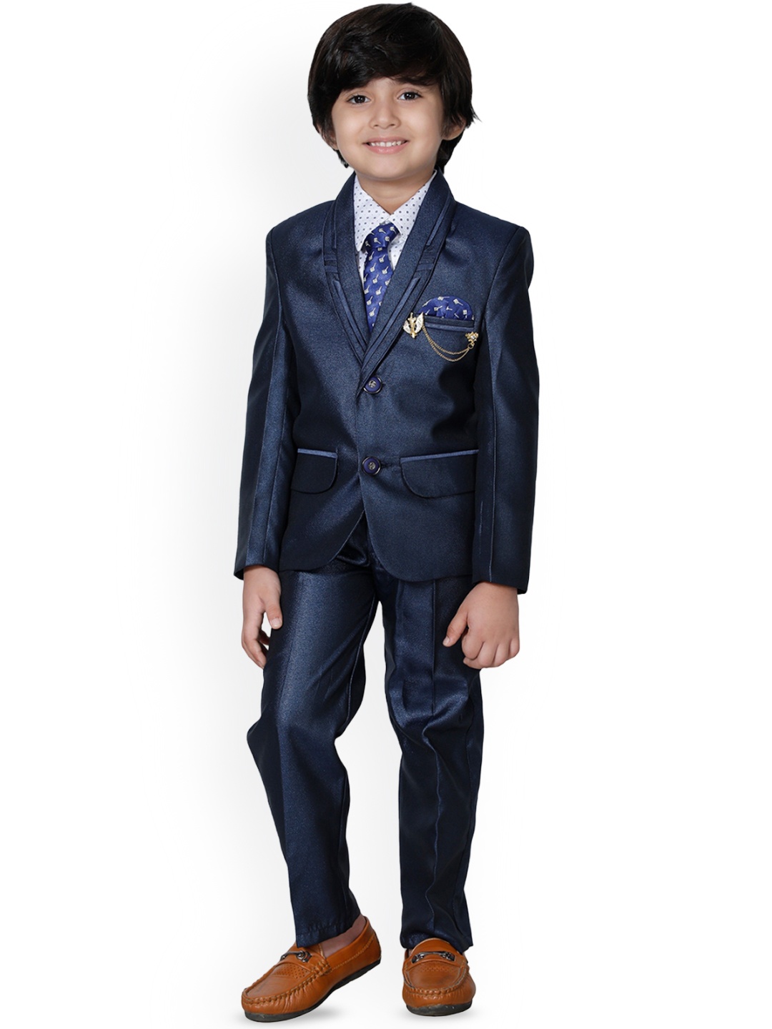 

BAESD Boys Single-Breasted Three-Piece Suits With Tie, Navy blue