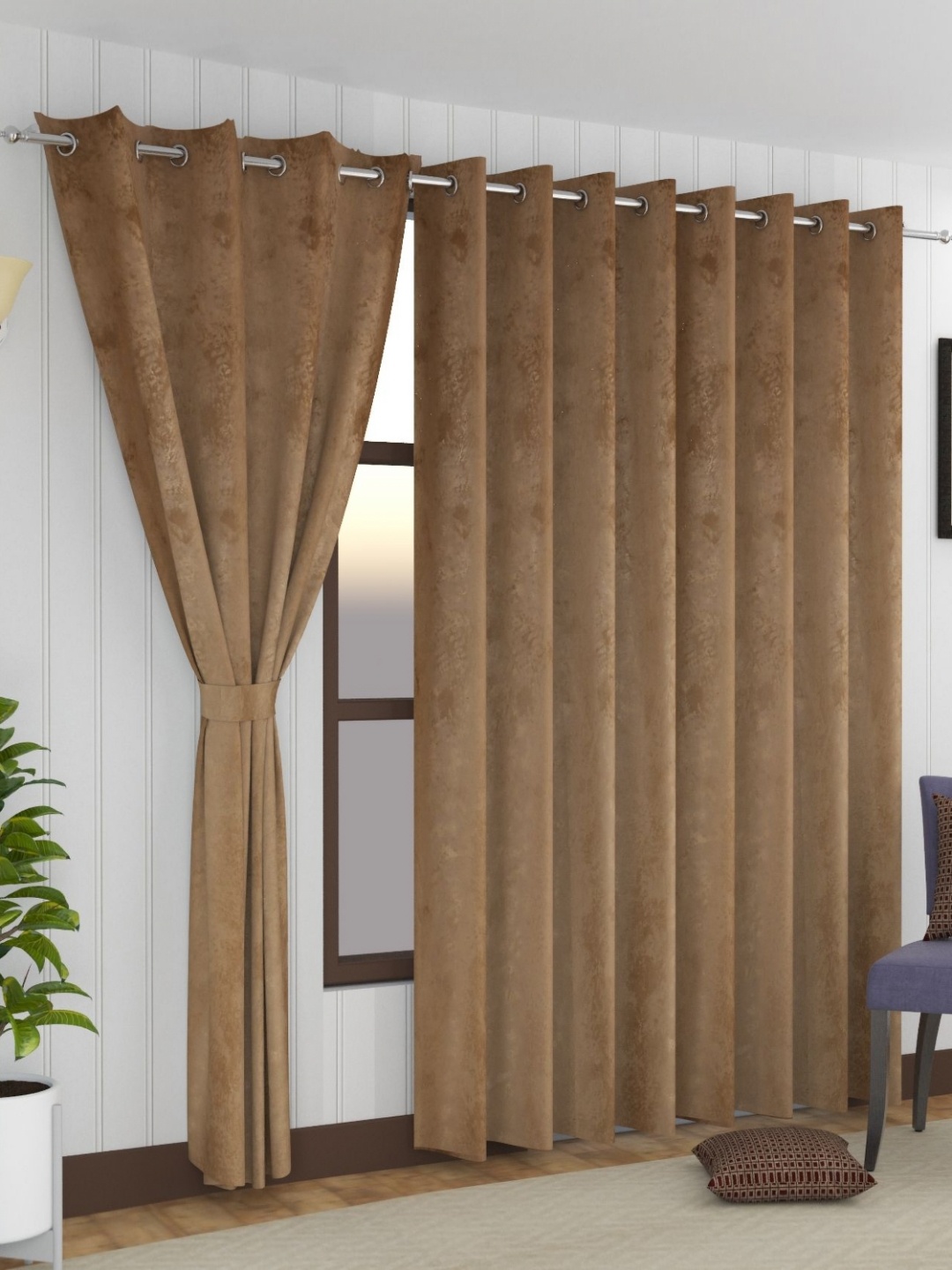 

Florida Cambridge Brown 2 Pieces Velvet Long Door Curtains